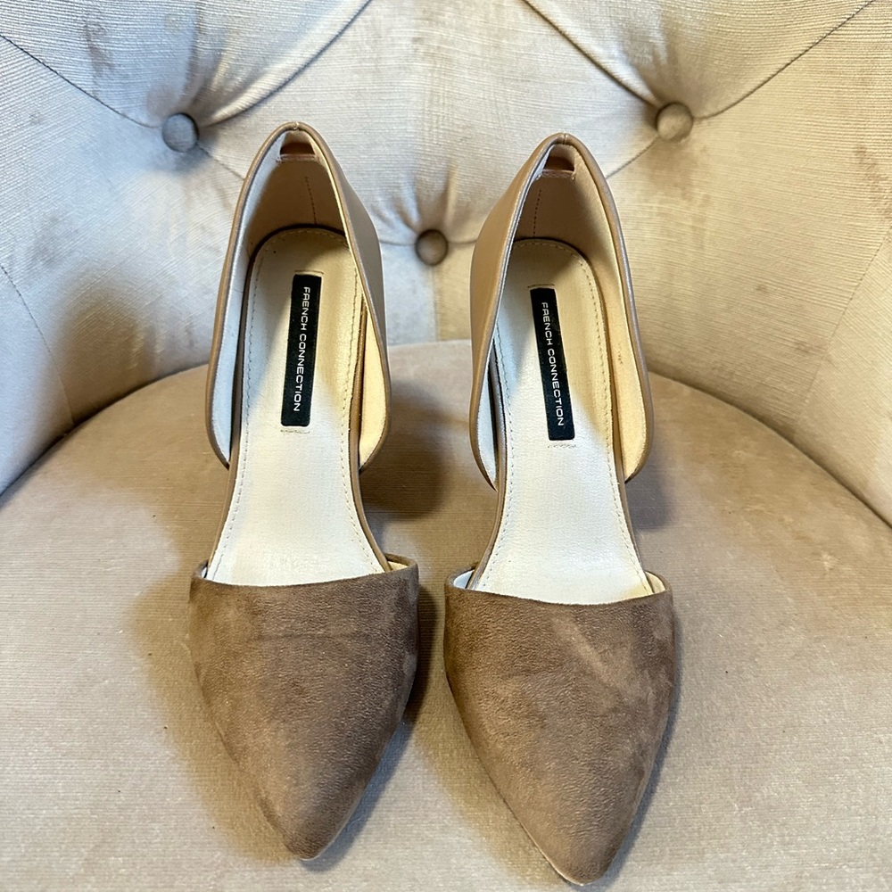 French Connection Tan Pointed Toe Heels